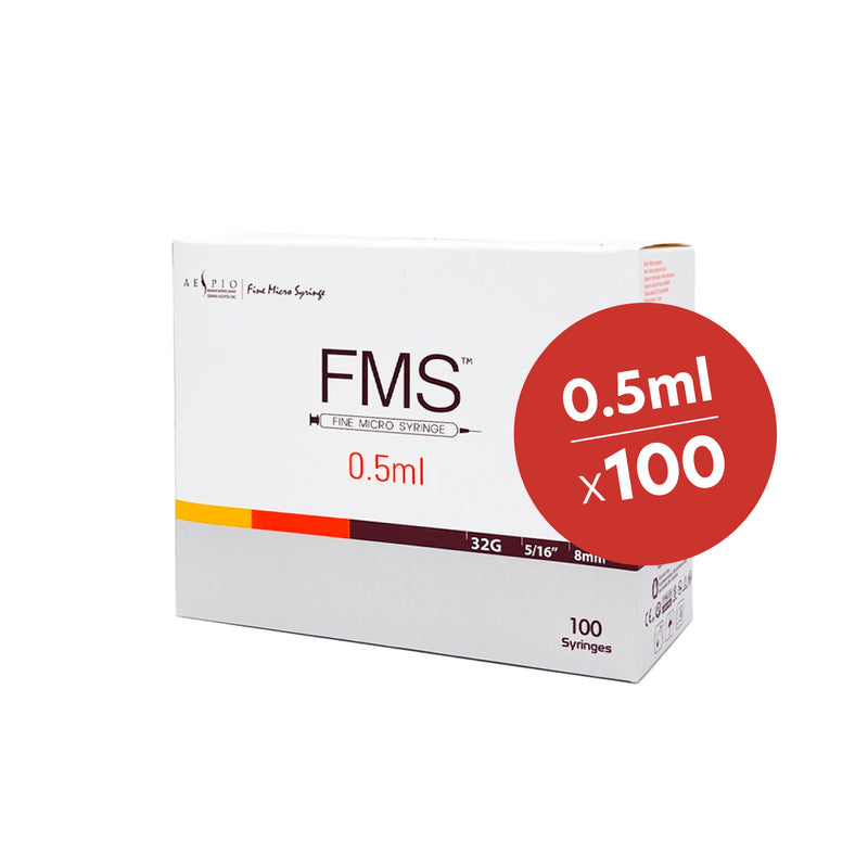 100 x FMS Micro Syringes (32G / 0.5ml / 8mm) - LSF Dermal Fillers