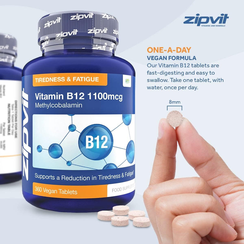 Vitamin B12 Tablets High Strength 1100mcg Methylcobalamin, 360 Vegan B12 Tablets (12 Months Supply). Helps with Tiredness and Fatigue. Vegetarian Society Approved B12 Supplement. UK Supplier - LSF Dermal Fillers