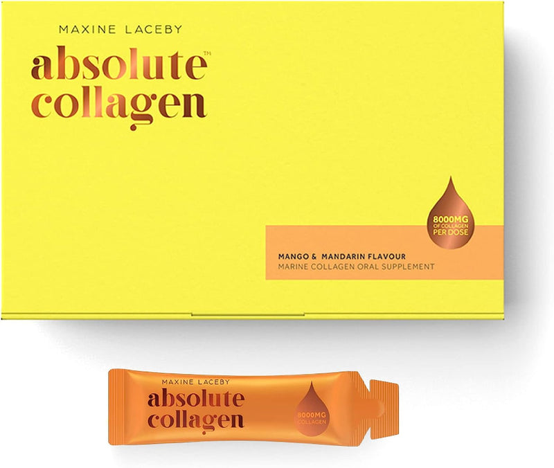 Absolute Collagen Marine Liquid Collagen Supplement for Women - Mango & Mandarin Flavour - Higher Absorption Than Tablets or Powder - 14 x 8000 mg Collagen Sachets per Box - LSF Dermal Fillers