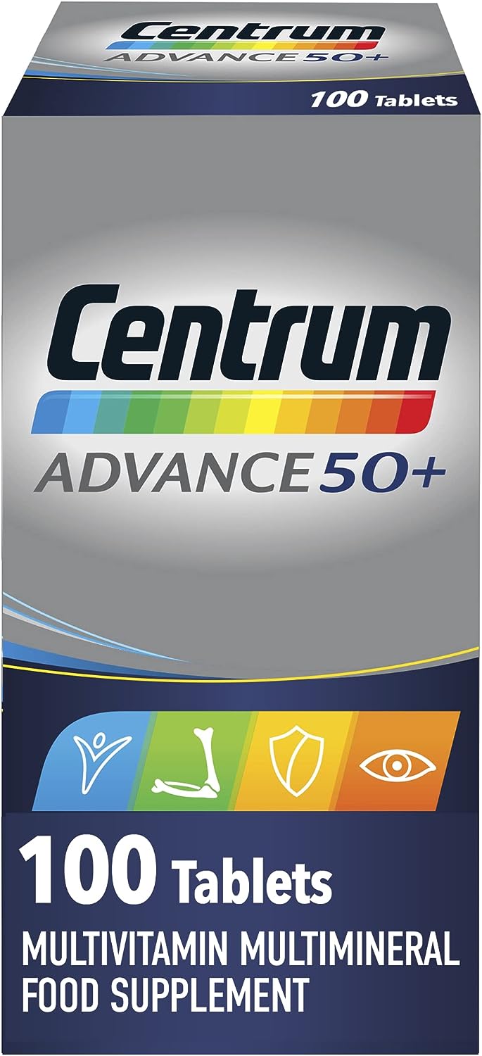 Centrum Advance 50+ Multivitamin & Mineral Tablets, 24 essential nutrients including Vitamin D, Complete Multivitamin Tablets, 100 tablets - LSF Dermal Fillers