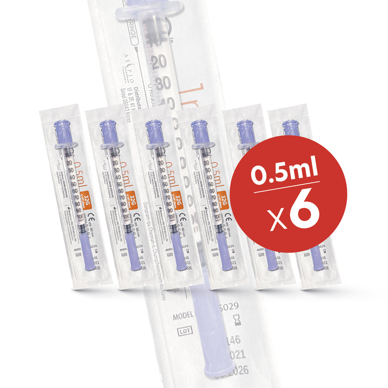 6 x FMS Micro Syringes (32G / 0.5ml / 8mm) 🎉 25% OFF - LSF Dermal Fillers